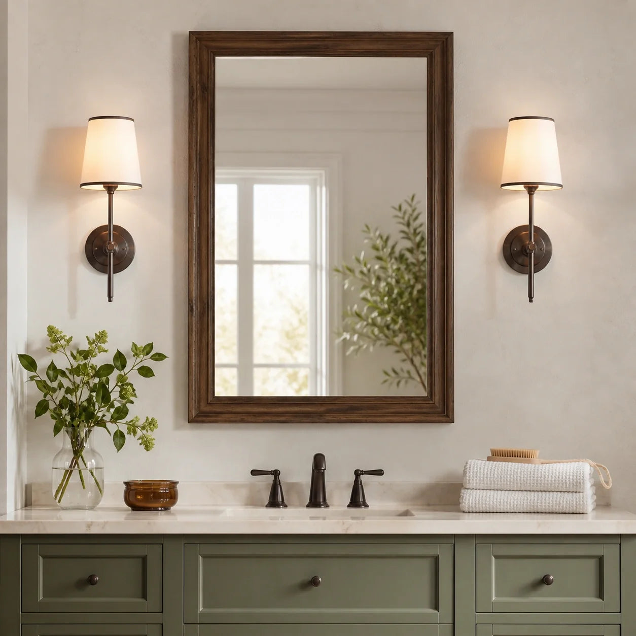 Modern Classic Tapered Linen Shade Wall Light