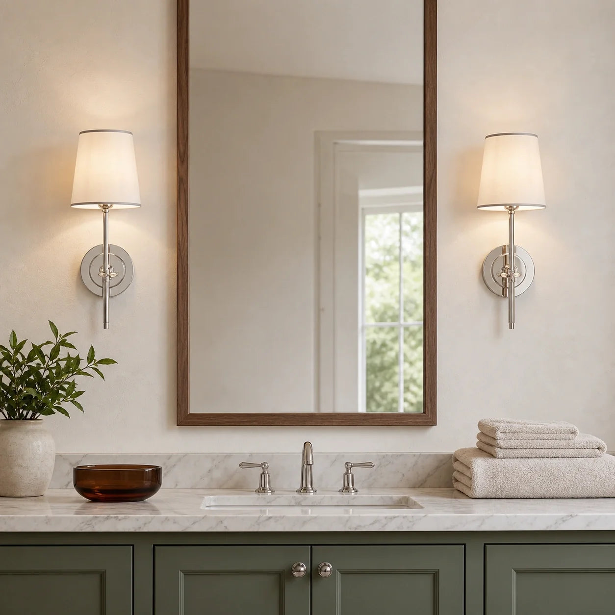 Modern Classic Tapered Linen Shade Wall Light