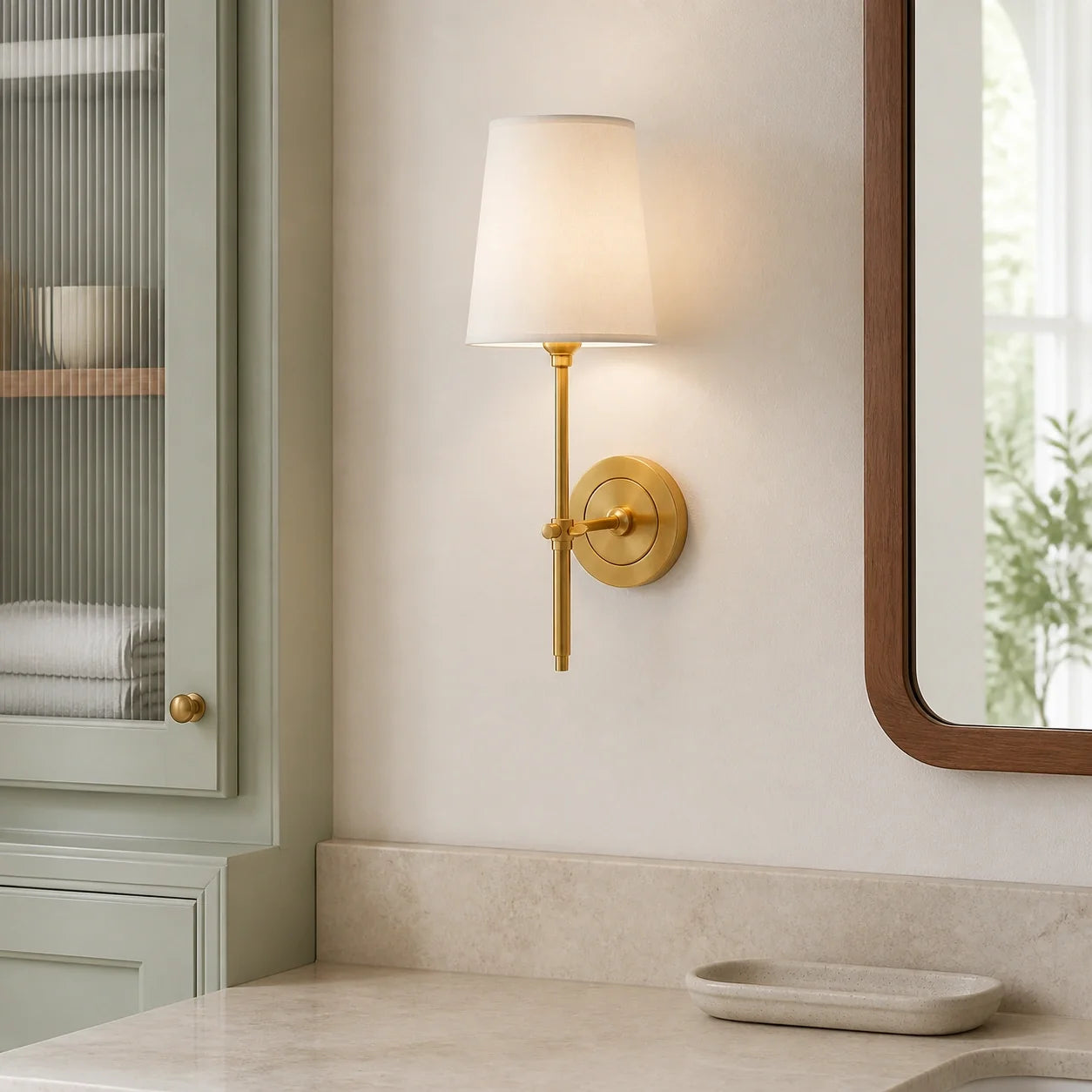 Modern Classic Tapered Linen Shade Wall Light
