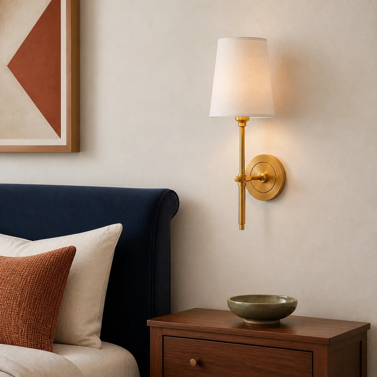 Modern Classic Tapered Linen Shade Wall Light