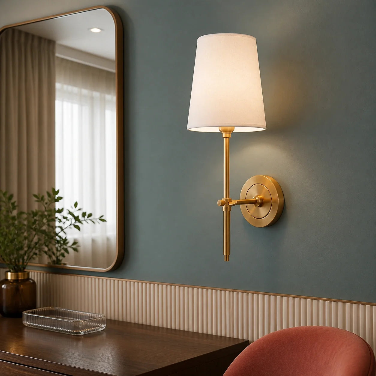 Modern Classic Tapered Linen Shade Wall Light