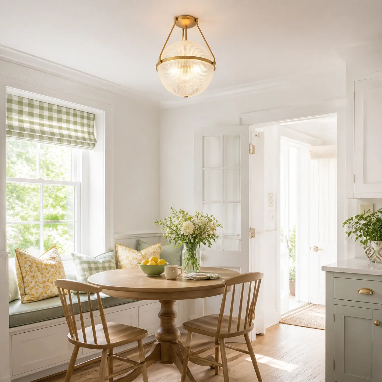Modern Textured Globe Glass Semi Flush Ceiling Light