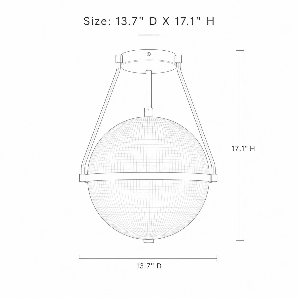 Modern Textured Globe Glass Semi Flush Ceiling Light