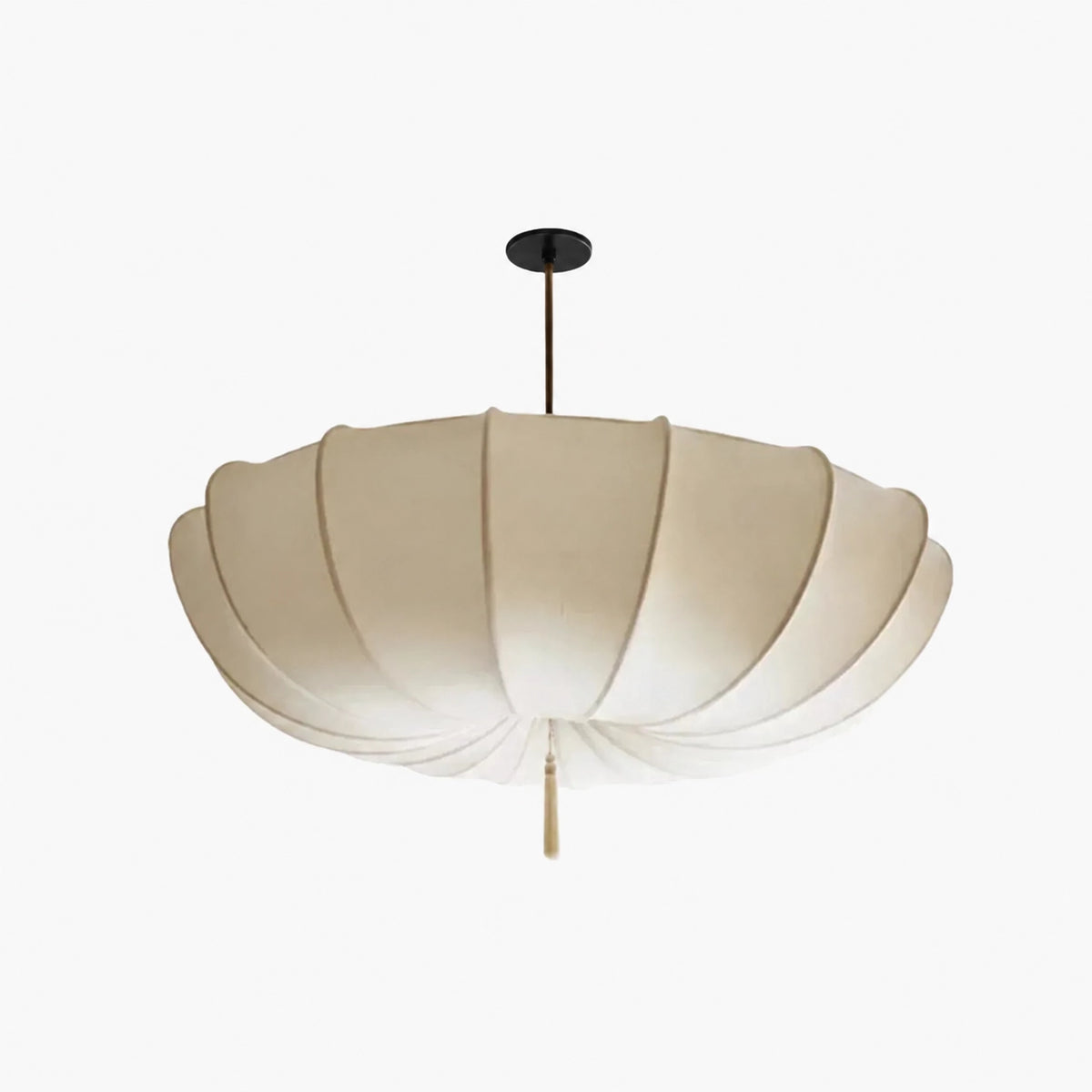 Modern Vintage Art Deco-Inspired Ivory Fabric Pendant Light