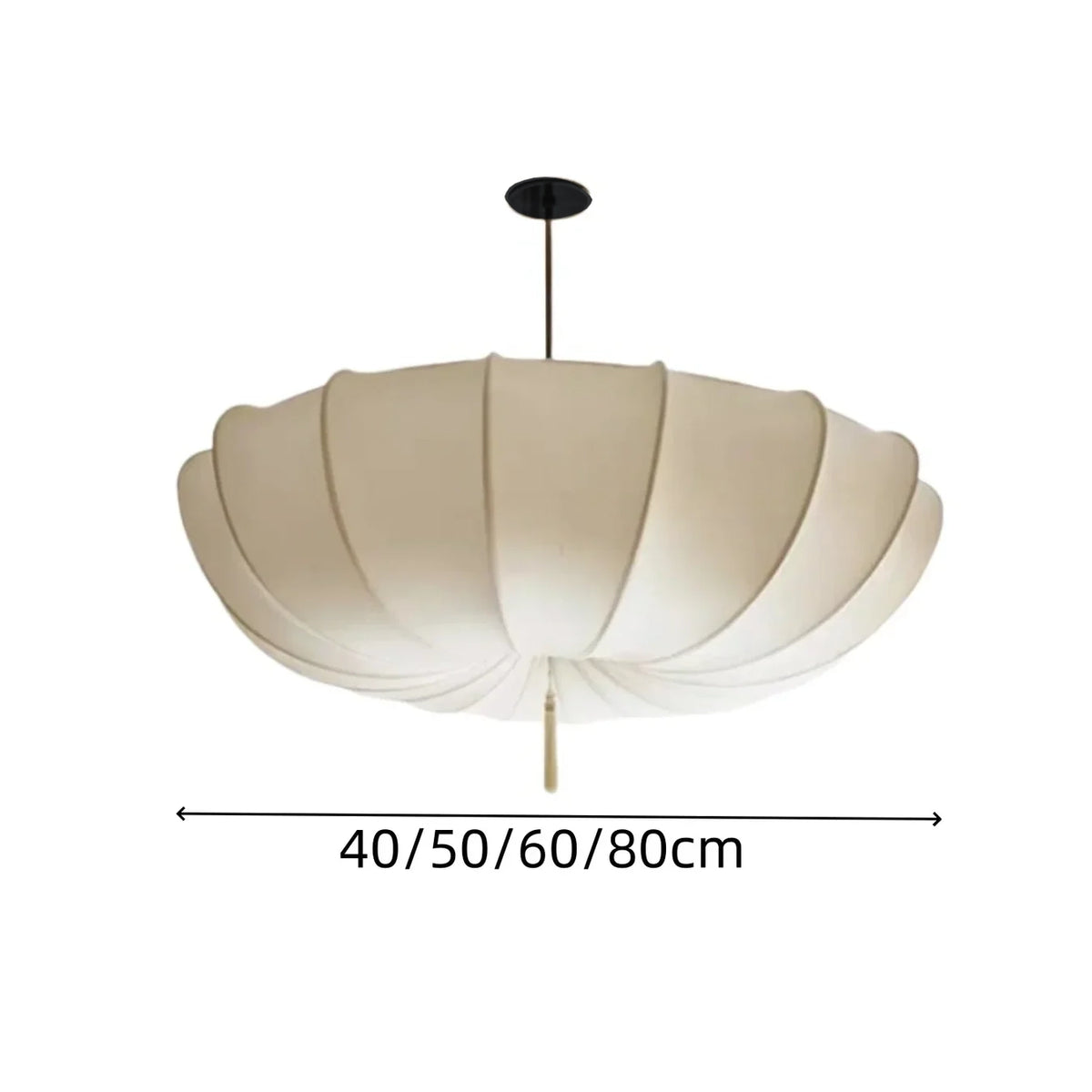 Modern Vintage Art Deco-Inspired Ivory Fabric Pendant Light