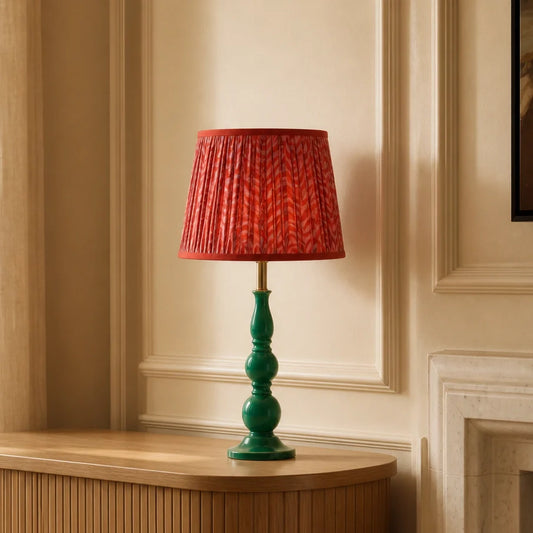 Modern Wooden Base Fabric Shade Table Lamp for Living Room & Bedroom