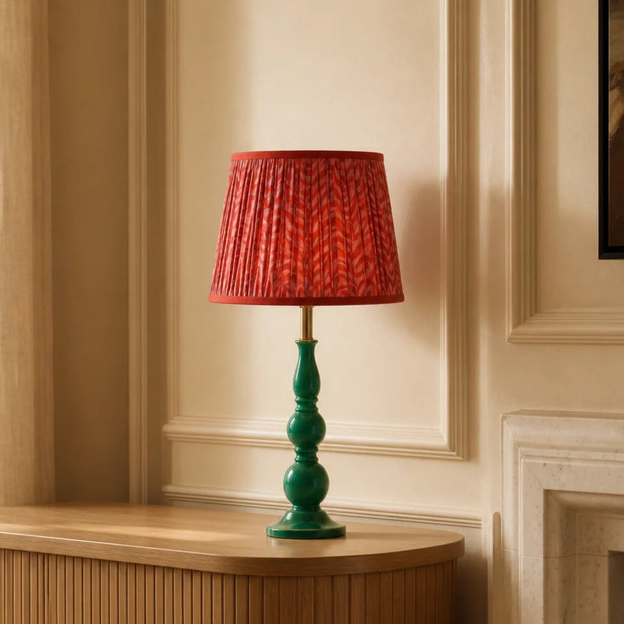 Modern Wooden Base Fabric Shade Table Lamp for Living Room & Bedroom