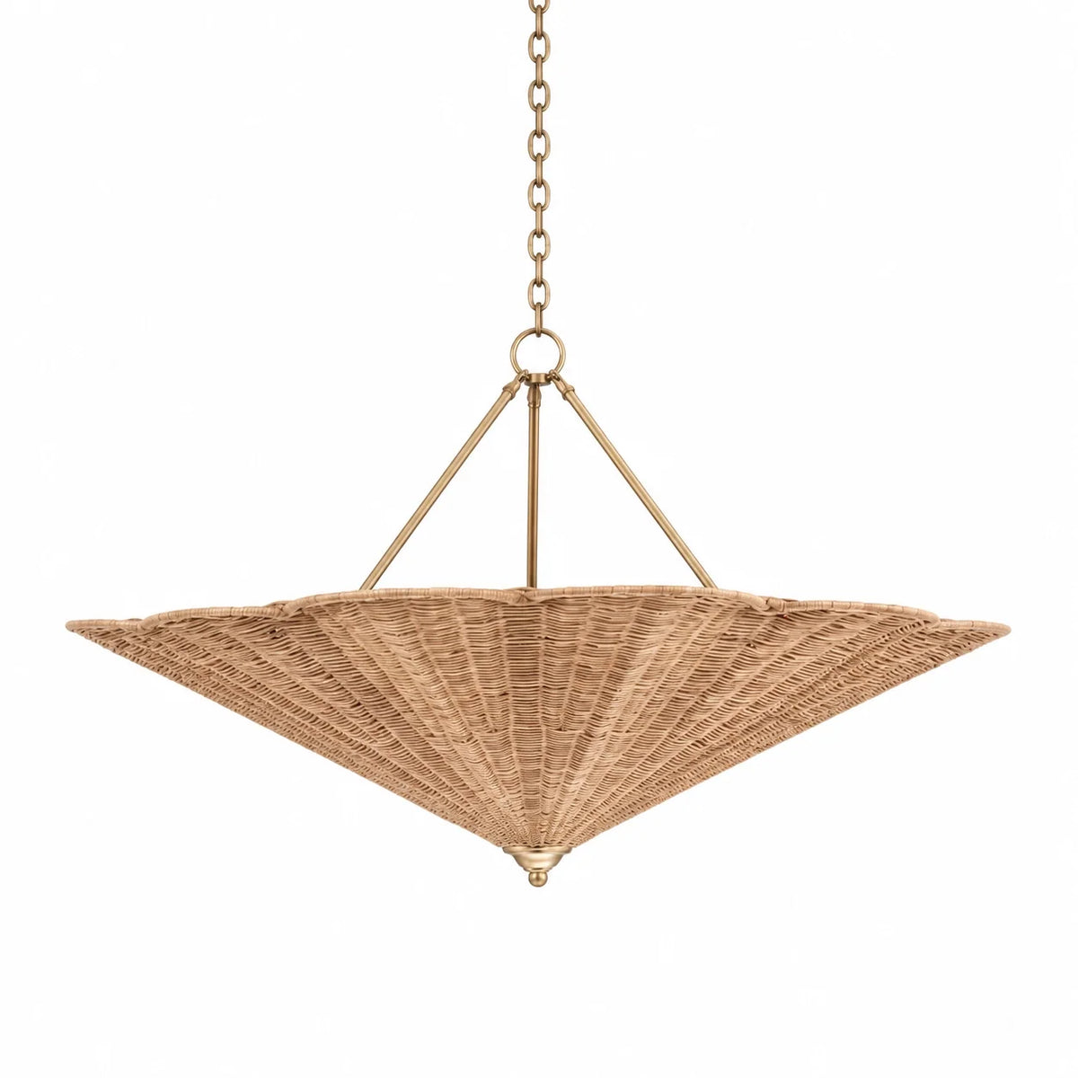 Natural Rattan Inverted Cone Shade Chandelier