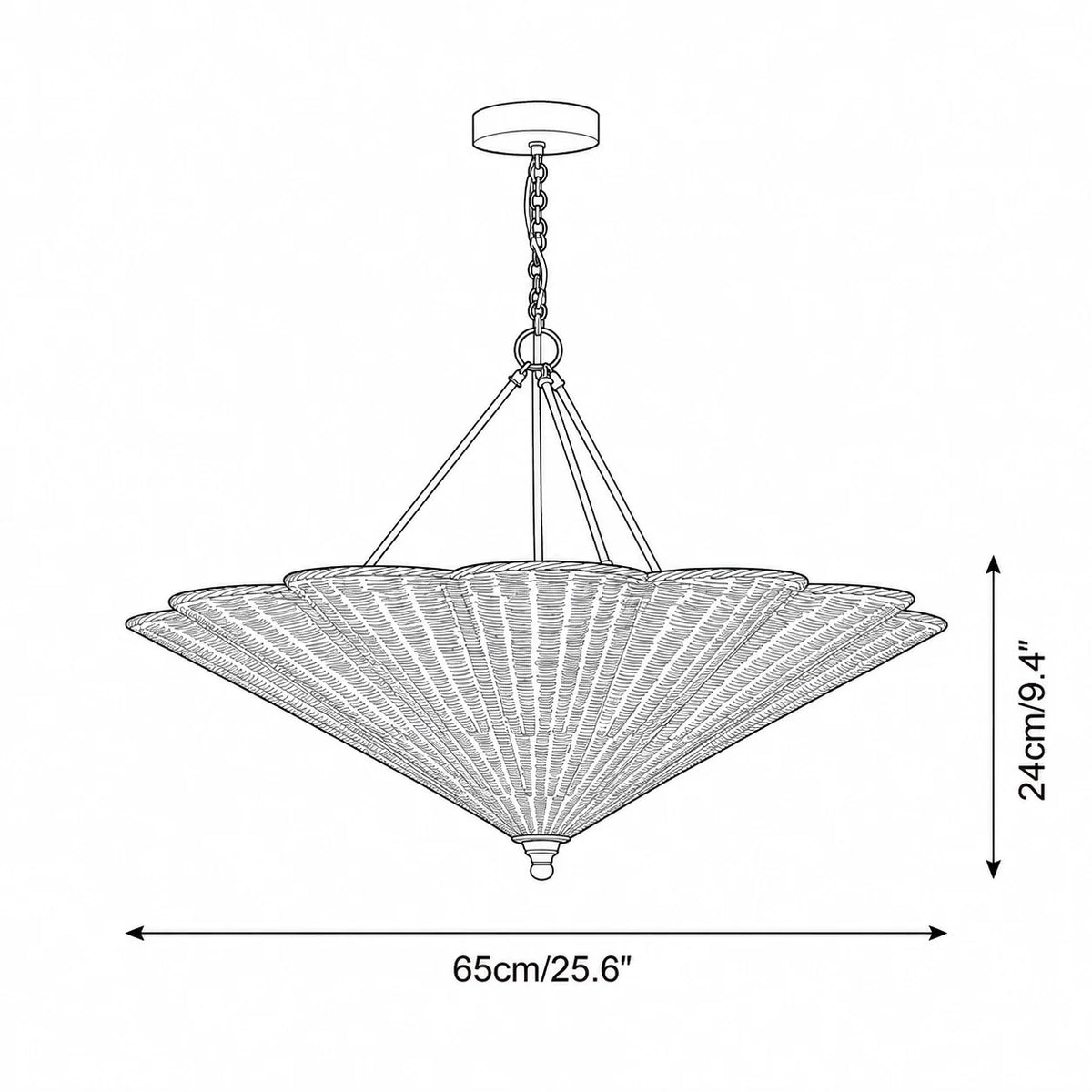 Natural Rattan Inverted Cone Shade Chandelier