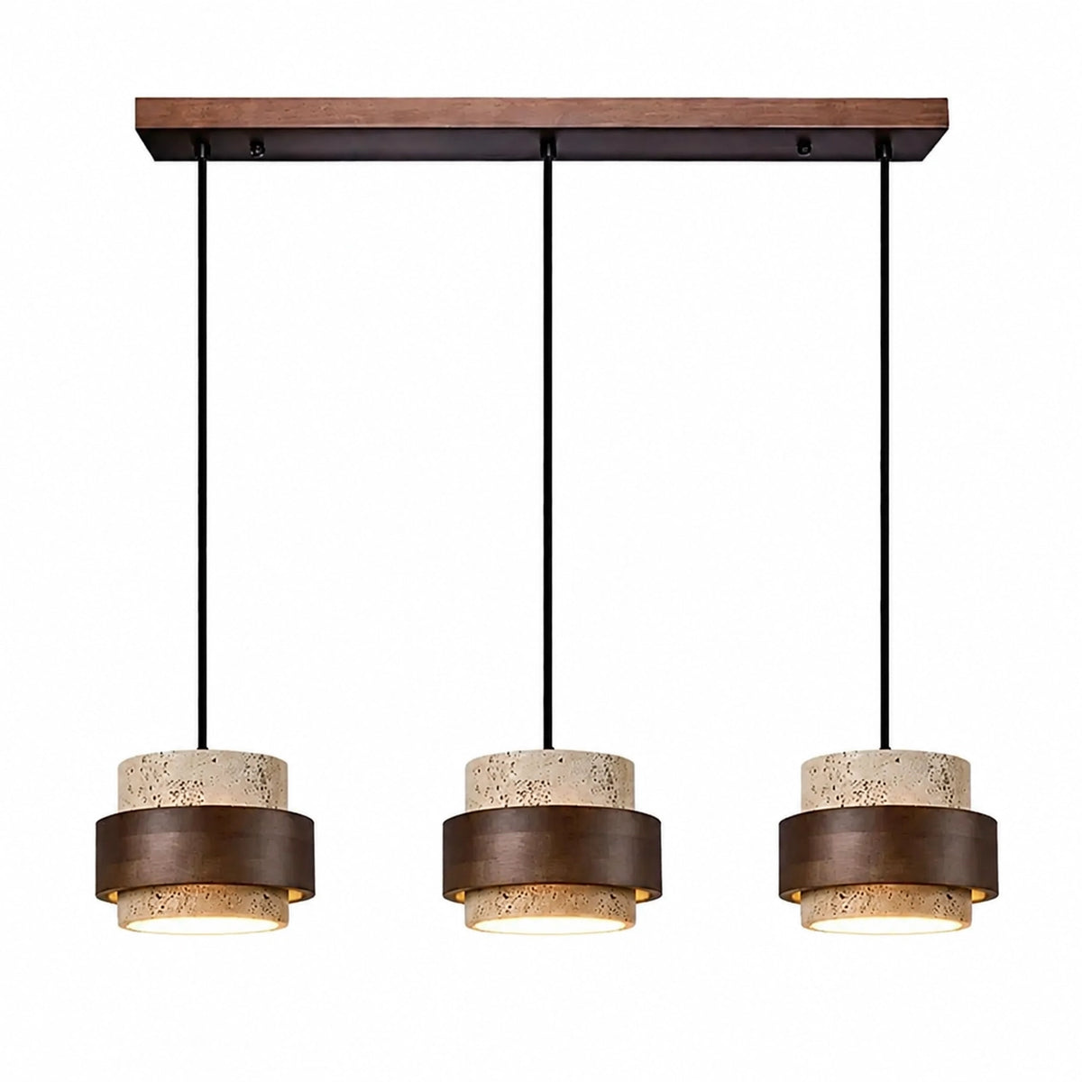 Natural Wooden Travertine Walnut Cylinder Pendant Light