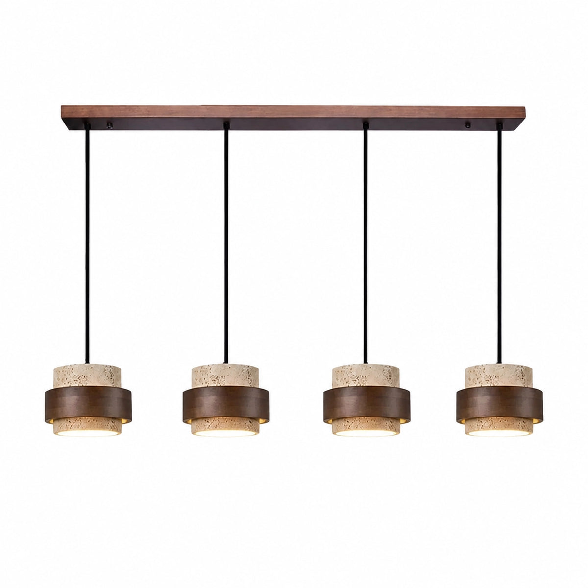 Natural Wooden Travertine Walnut Cylinder Pendant Light