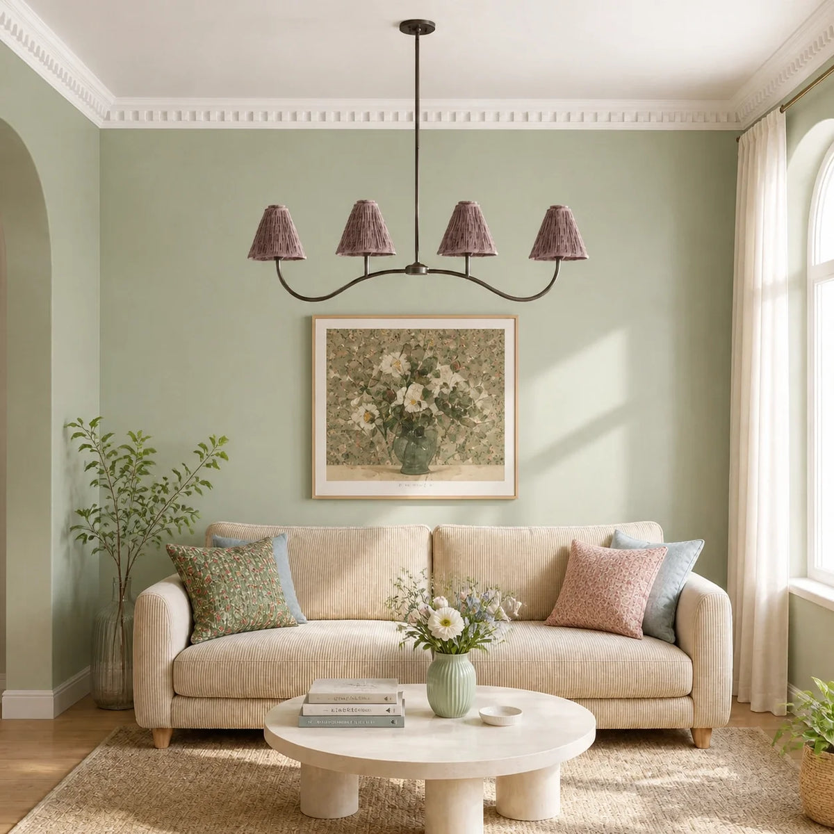Retro 4-Light Pleated Fabric Kitchen Island Chandelier