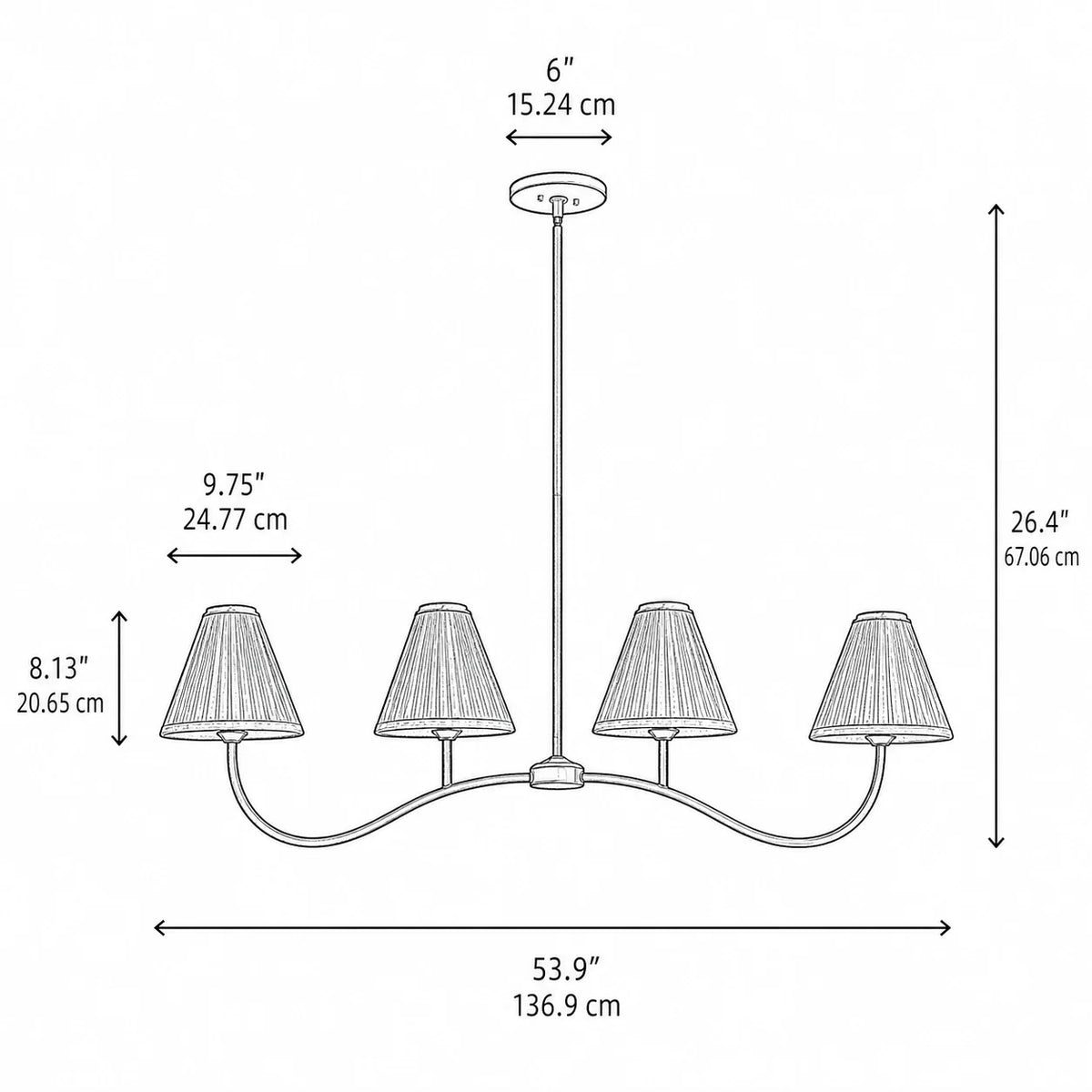 Retro 4-Light Pleated Fabric Kitchen Island Chandelier