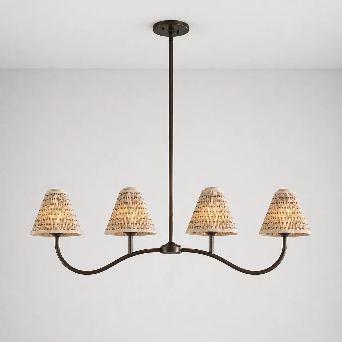 Retro 4-Light Pleated Fabric Kitchen Island Chandelier