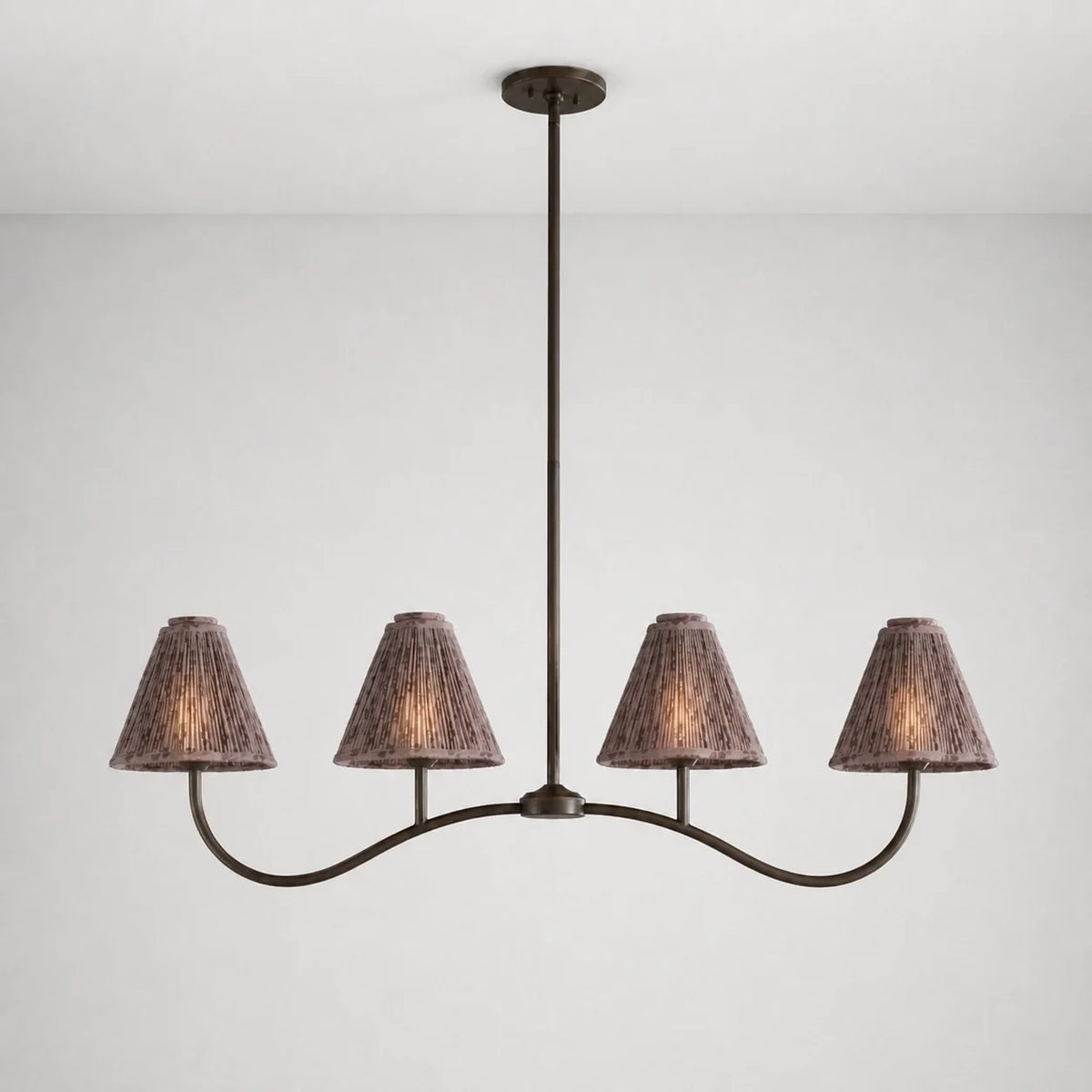 Retro 4-Light Pleated Fabric Kitchen Island Chandelier