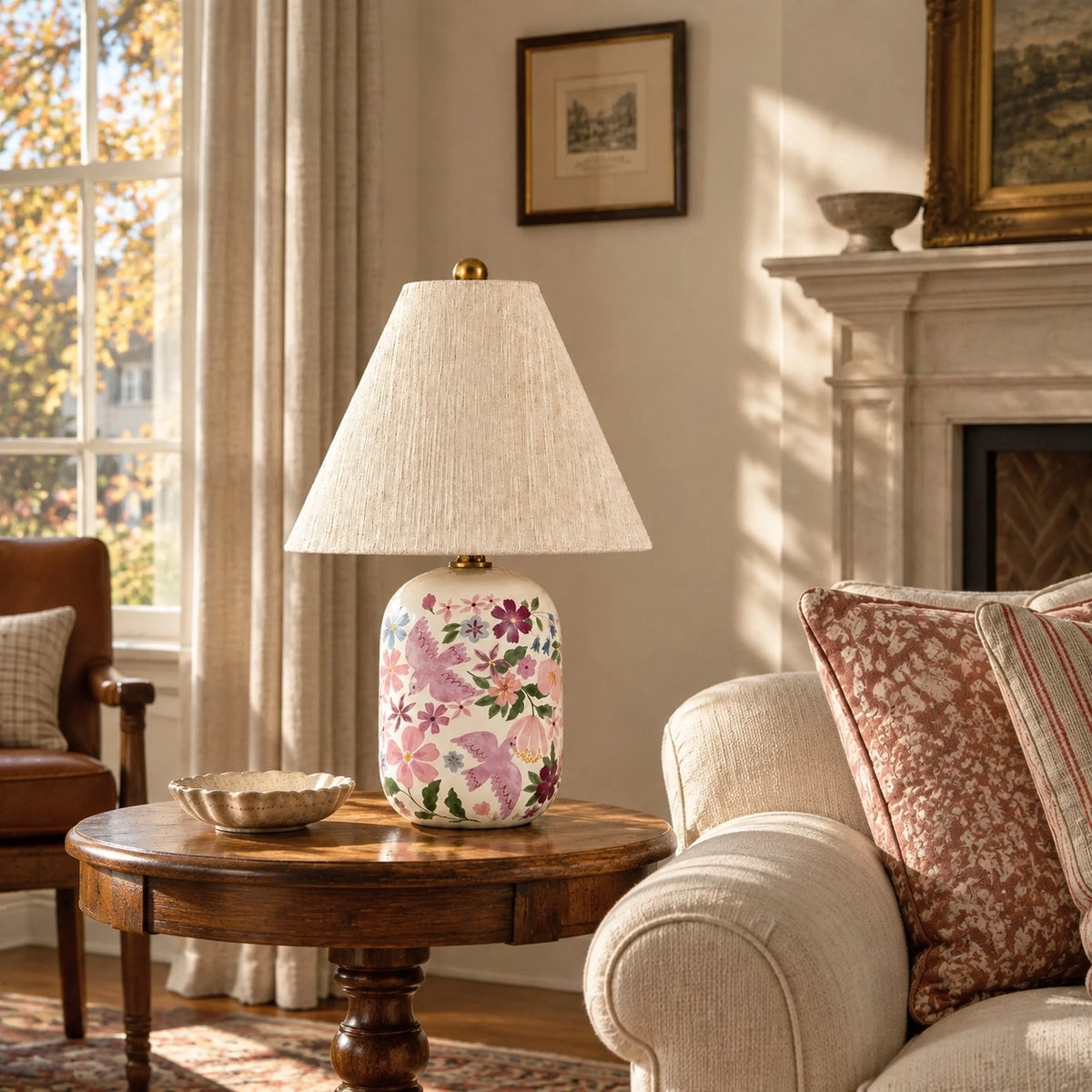 Retro Ceramic Table Lamp with Linen Shade