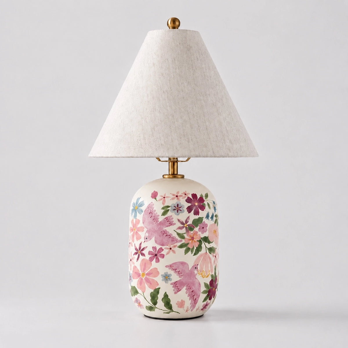 Retro Ceramic Table Lamp with Linen Shade