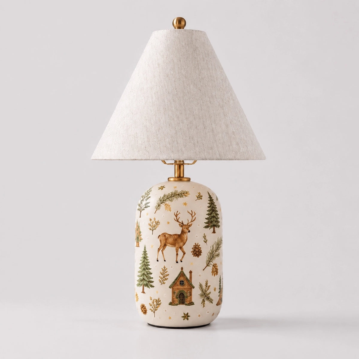 Retro Ceramic Table Lamp with Linen Shade