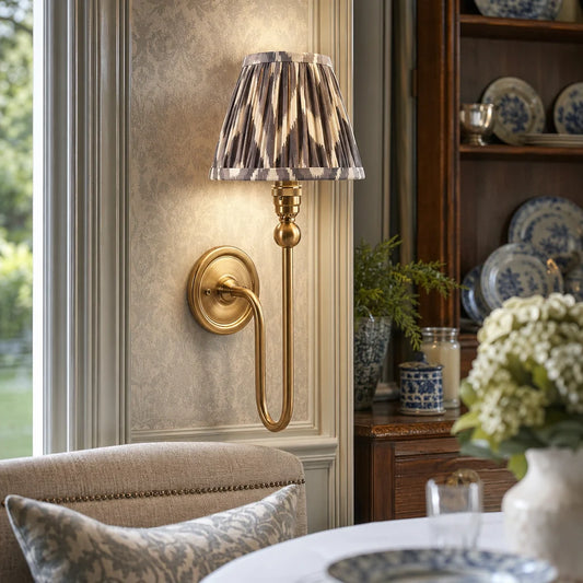 Retro Pleated Curved Arm Wall Light