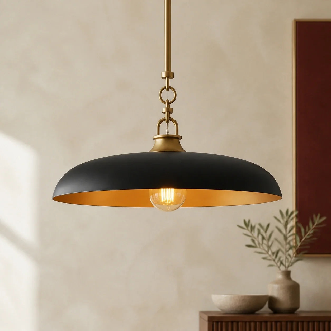 Retro Round Saucer Metal Pendant Light
