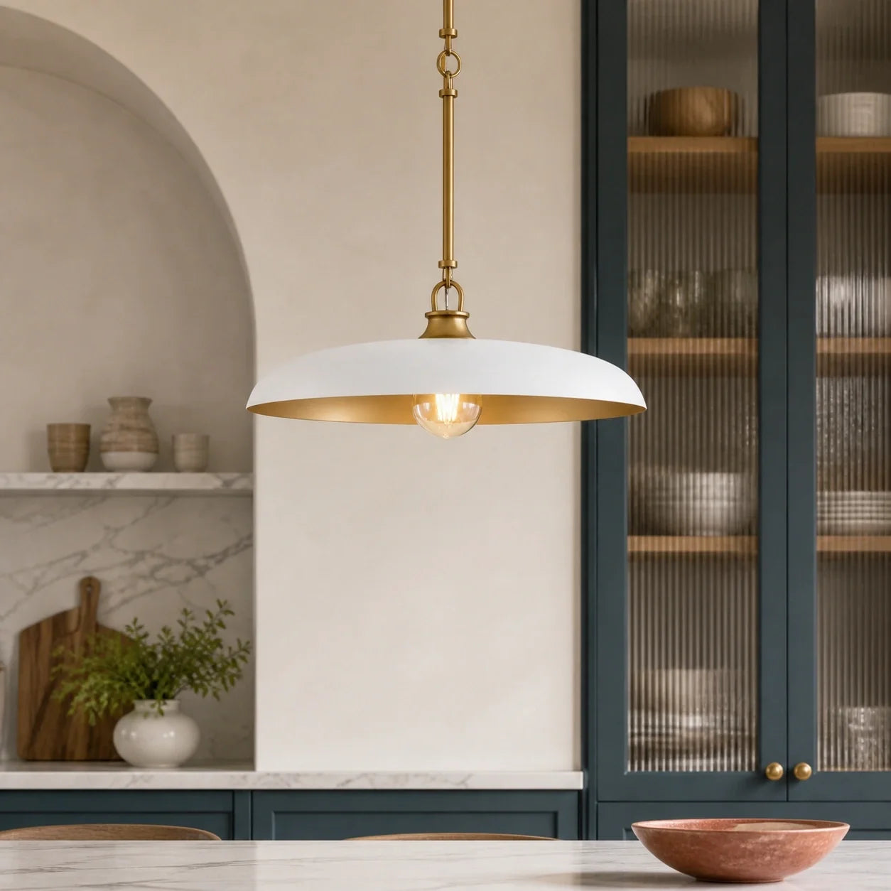 Retro Round Saucer Metal Pendant Light