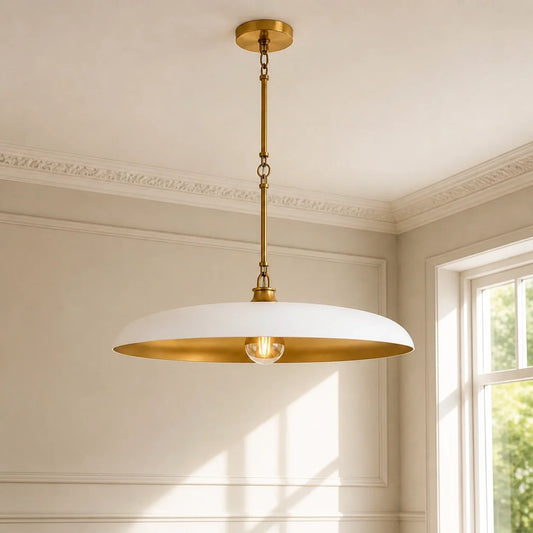 Retro Round Saucer Metal Pendant Light