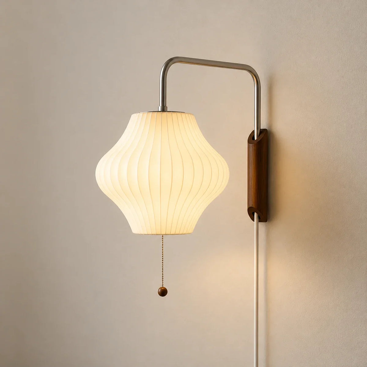 studio waisted | Modern ribbed walnut wall light