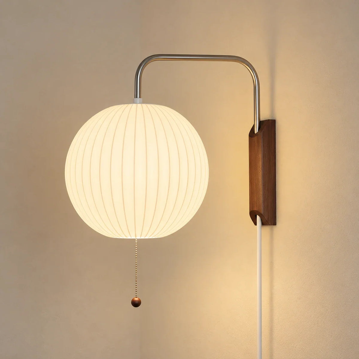 studio globe | Modern ribbed walnut wall light