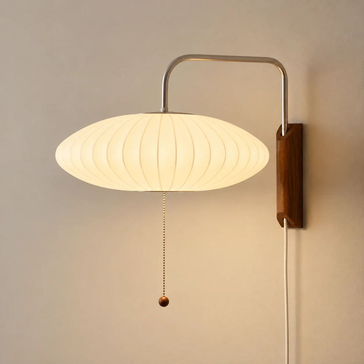 studio wide | Modern ribbed walnut wall light