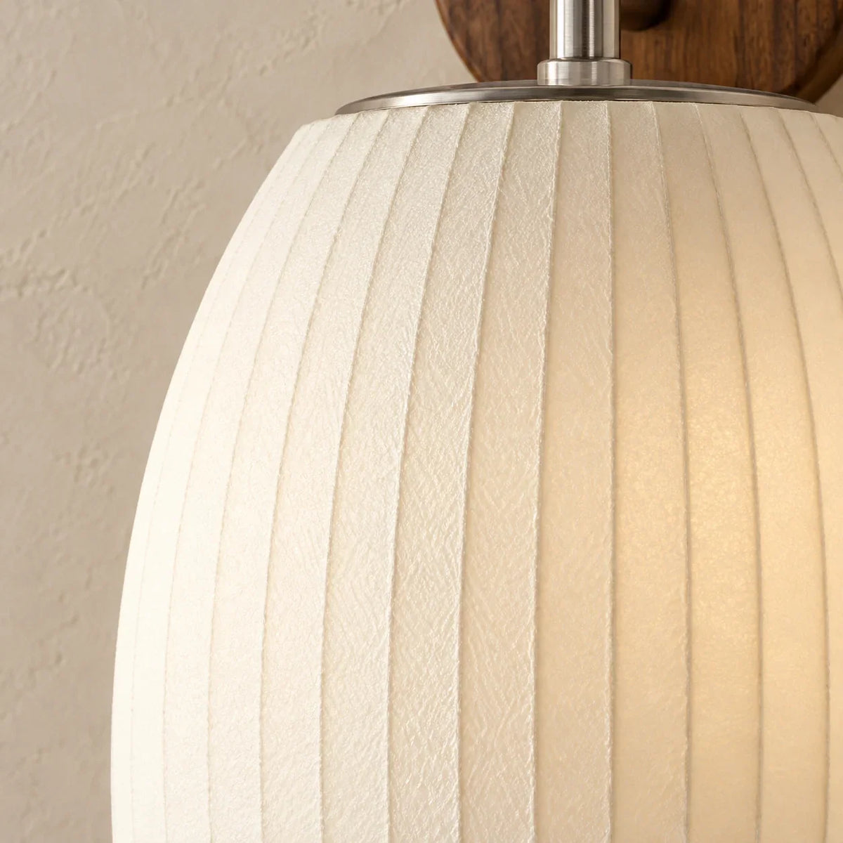 detail ribbing | Modern ribbed walnut wall light