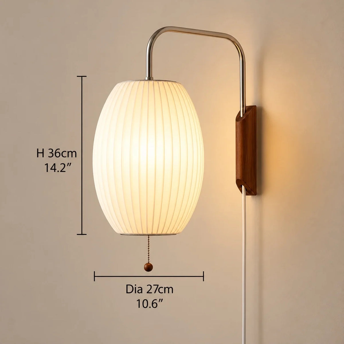 Owen wall light dimensions, Dia 27 cm x H 36 cm