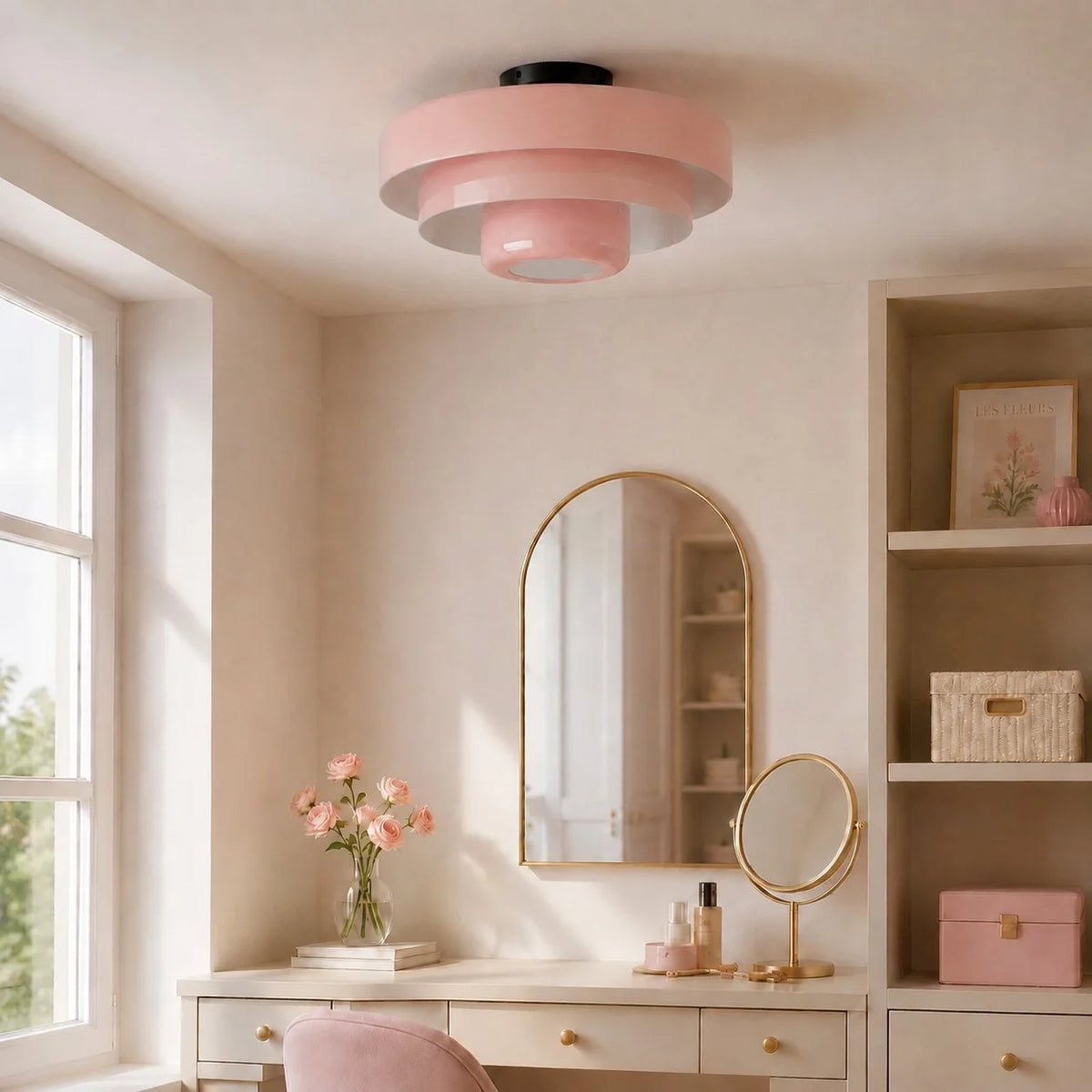 Bauhaus Round Three-Tier Colourful Flush-Mount Ceiling Light