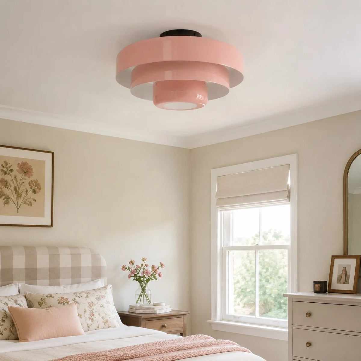 Bauhaus Round Three-Tier Colourful Flush-Mount Ceiling Light
