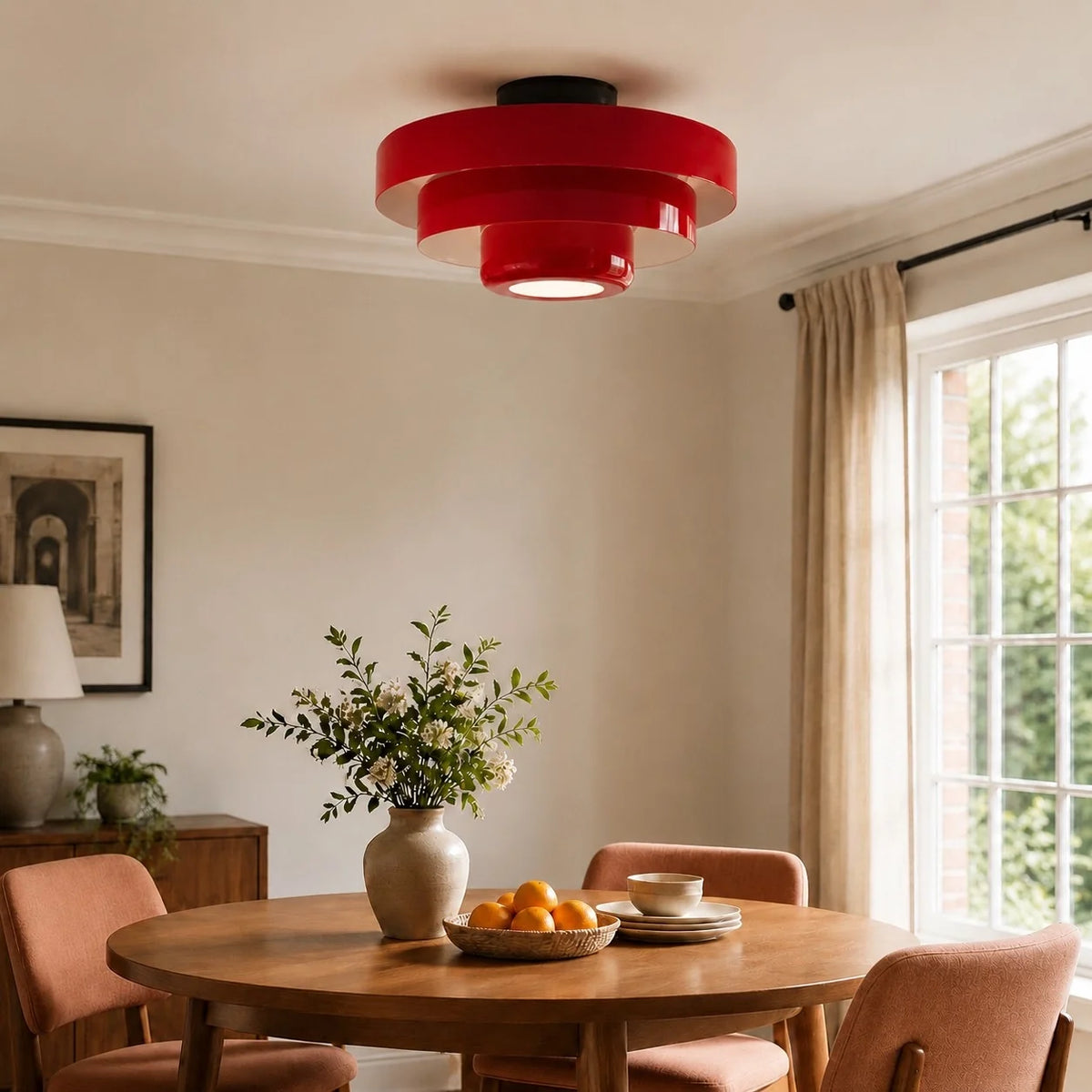 Bauhaus Round Three-Tier Colourful Flush-Mount Ceiling Light