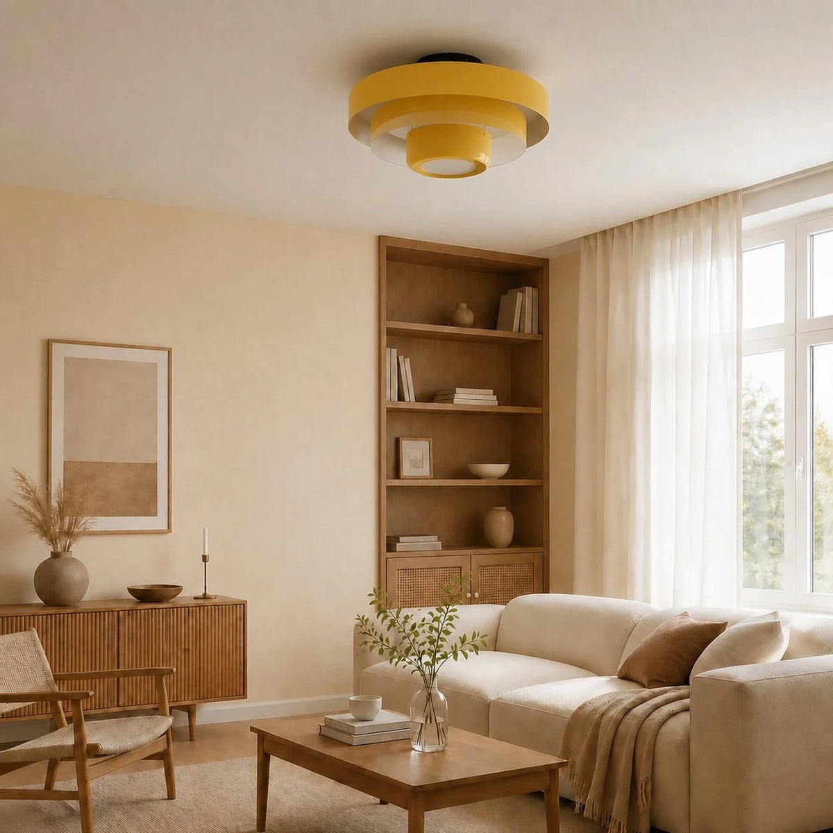 Bauhaus Round Three-Tier Colourful Flush-Mount Ceiling Light