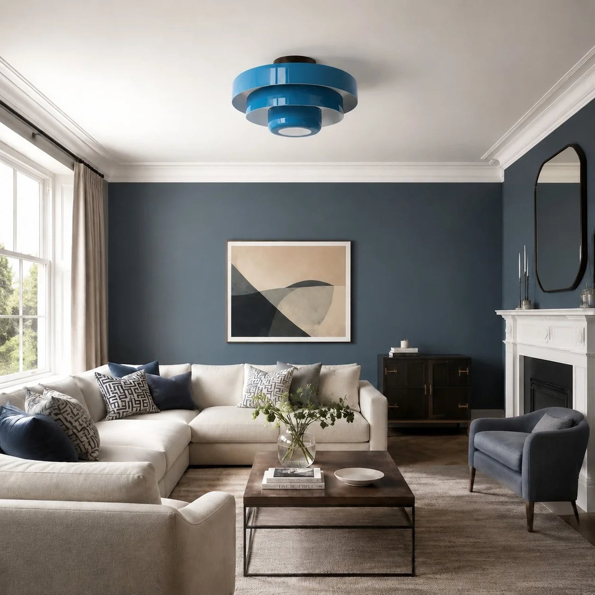 Bauhaus Round Three-Tier Colourful Flush-Mount Ceiling Light
