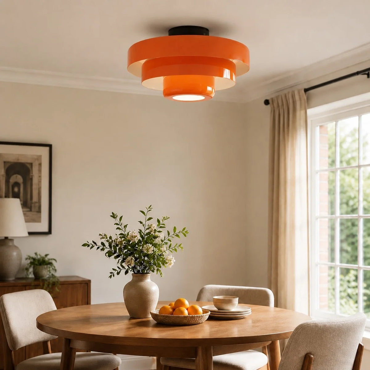 Bauhaus Round Three-Tier Colourful Flush-Mount Ceiling Light