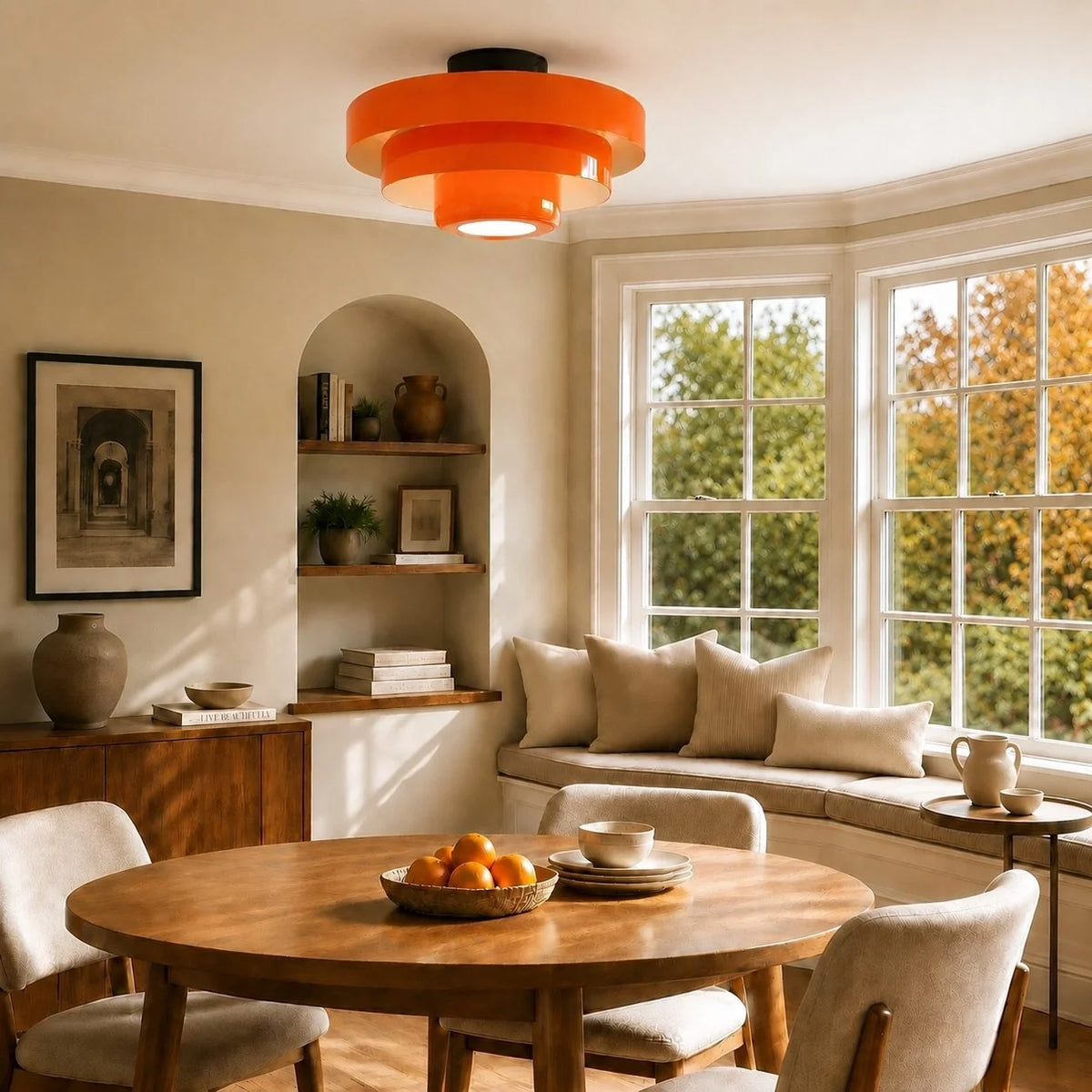 Bauhaus Round Three-Tier Colourful Flush-Mount Ceiling Light