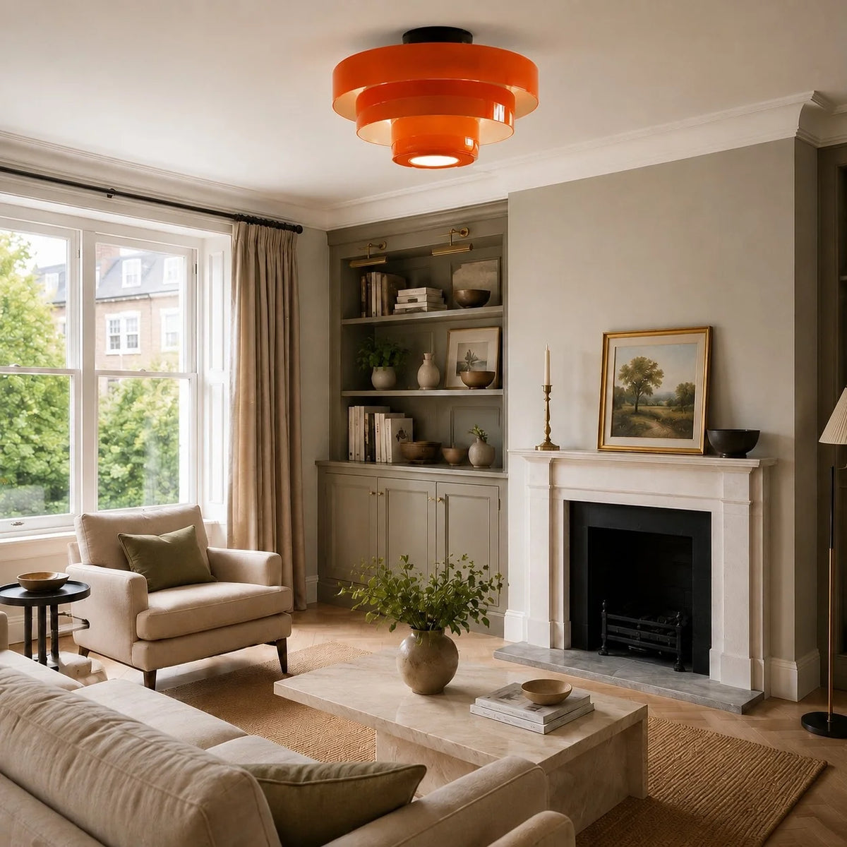 Bauhaus Round Three-Tier Colourful Flush-Mount Ceiling Light
