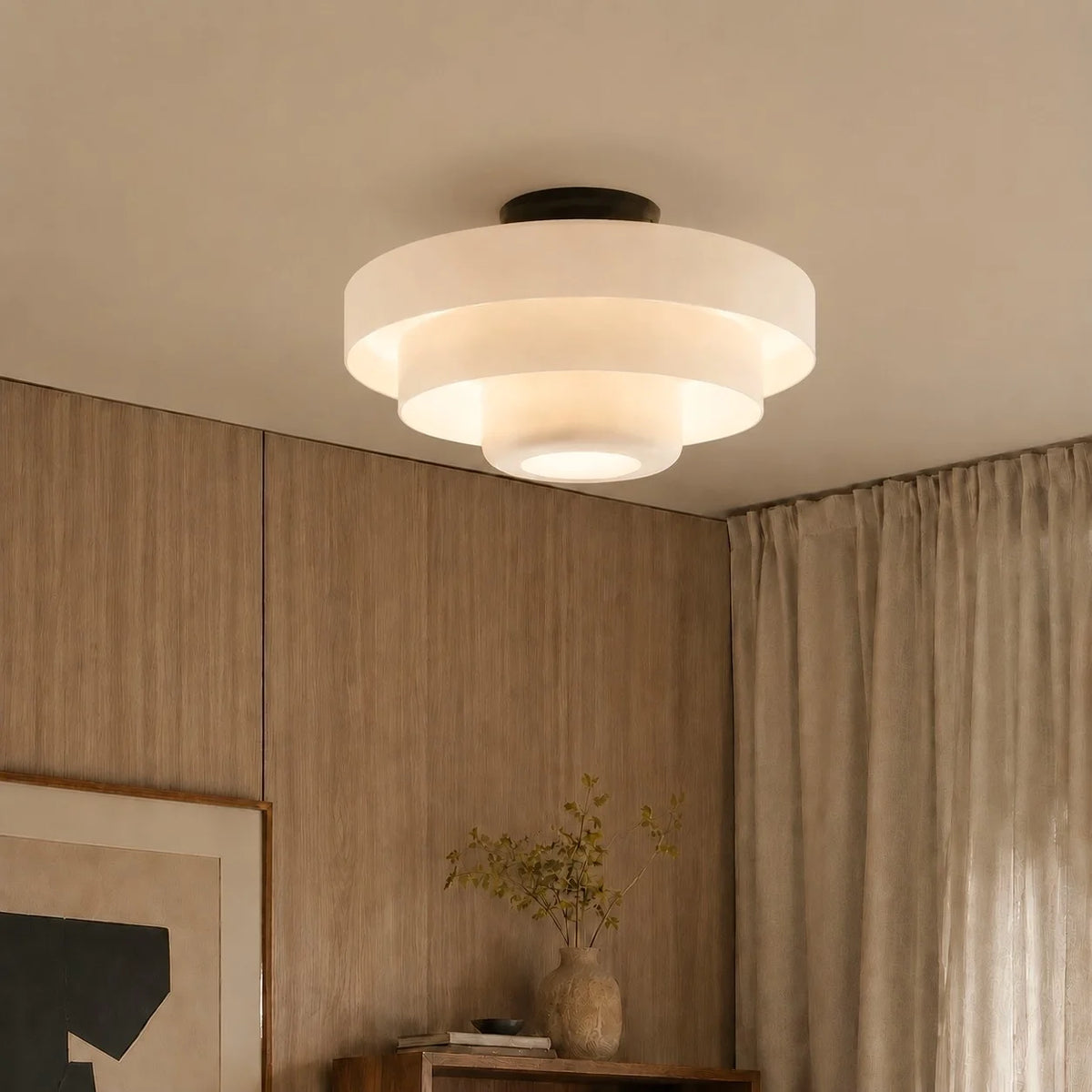 Bauhaus Round Three-Tier Colourful Flush-Mount Ceiling Light