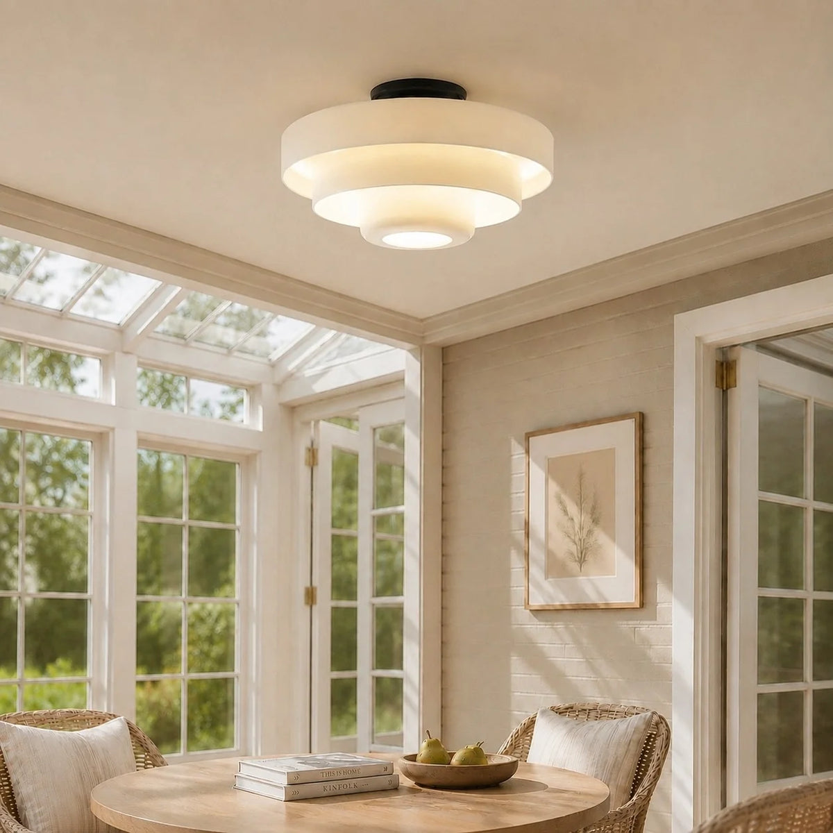 Bauhaus Round Three-Tier Colourful Flush-Mount Ceiling Light