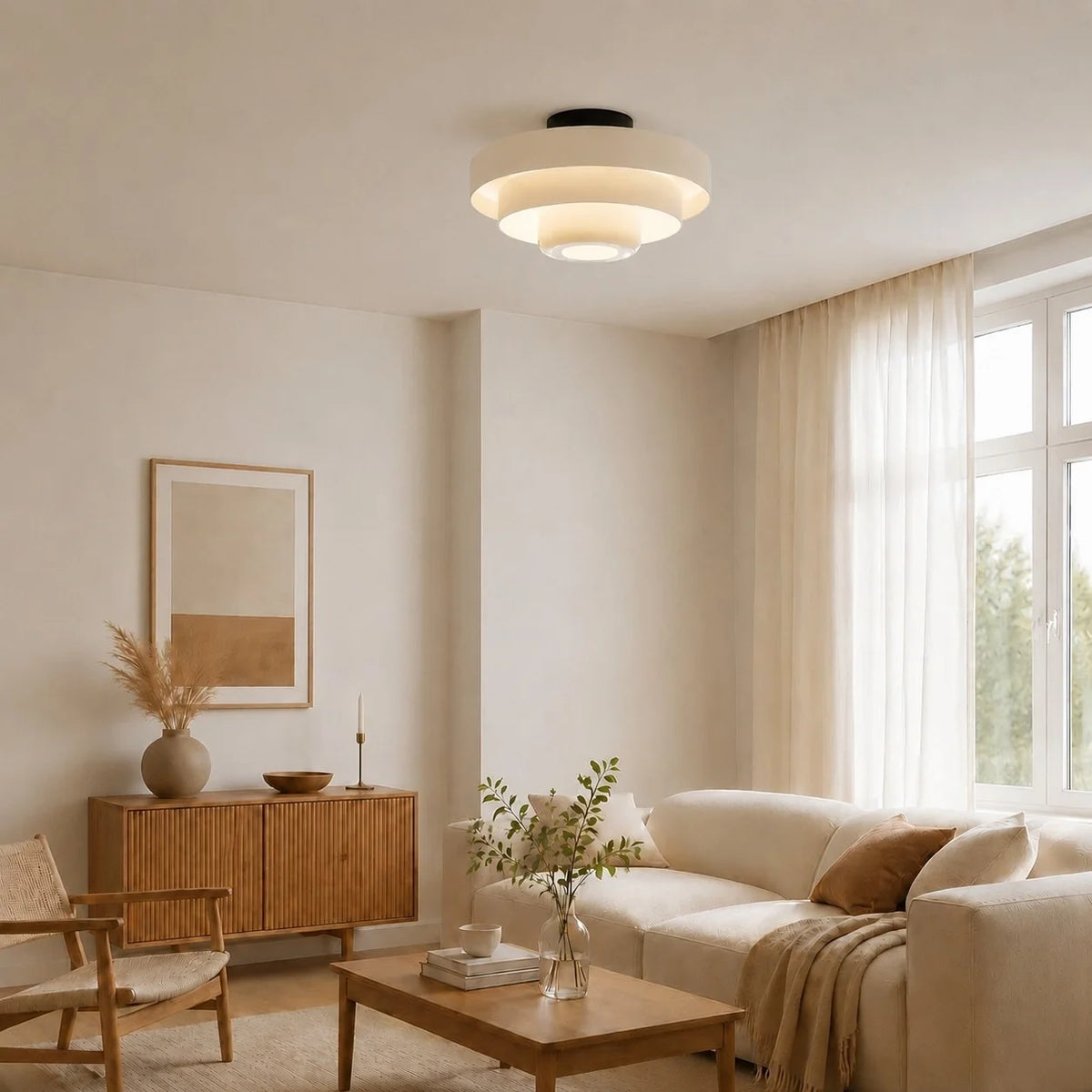 Bauhaus Round Three-Tier Colourful Flush-Mount Ceiling Light