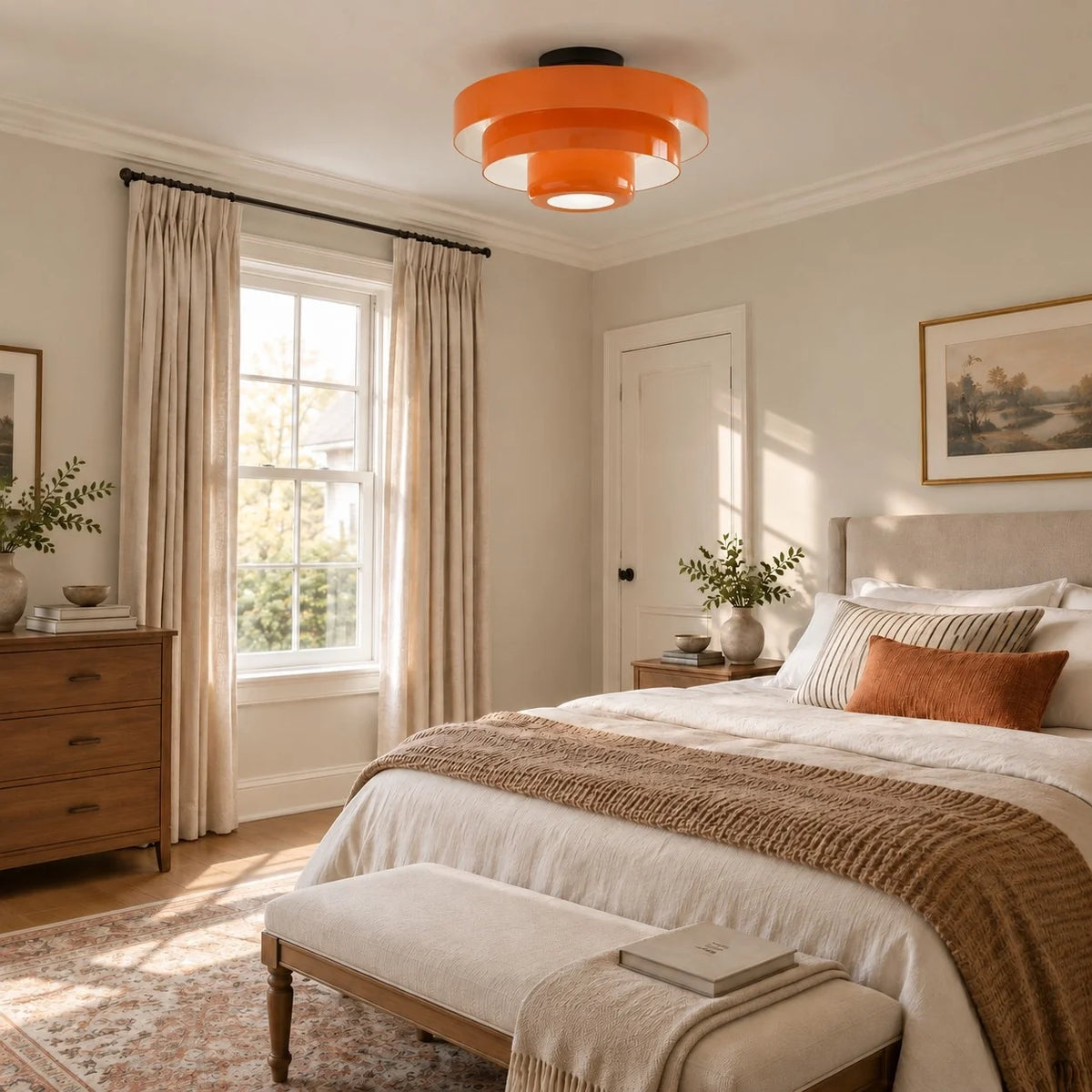 Bauhaus Round Three-Tier Colourful Flush-Mount Ceiling Light