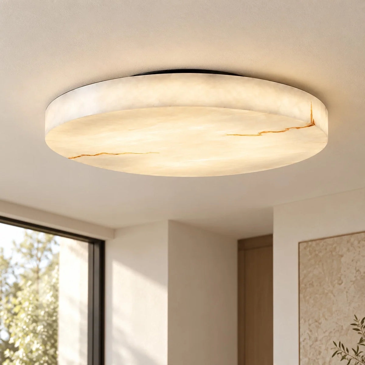 Runa Modern Round Resin Flush Mount Ceiling Light