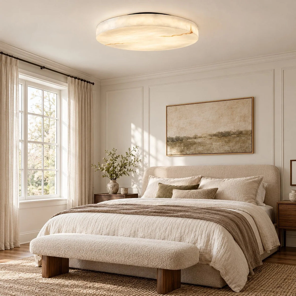 Runa Modern Round Resin Flush Mount Ceiling Light
