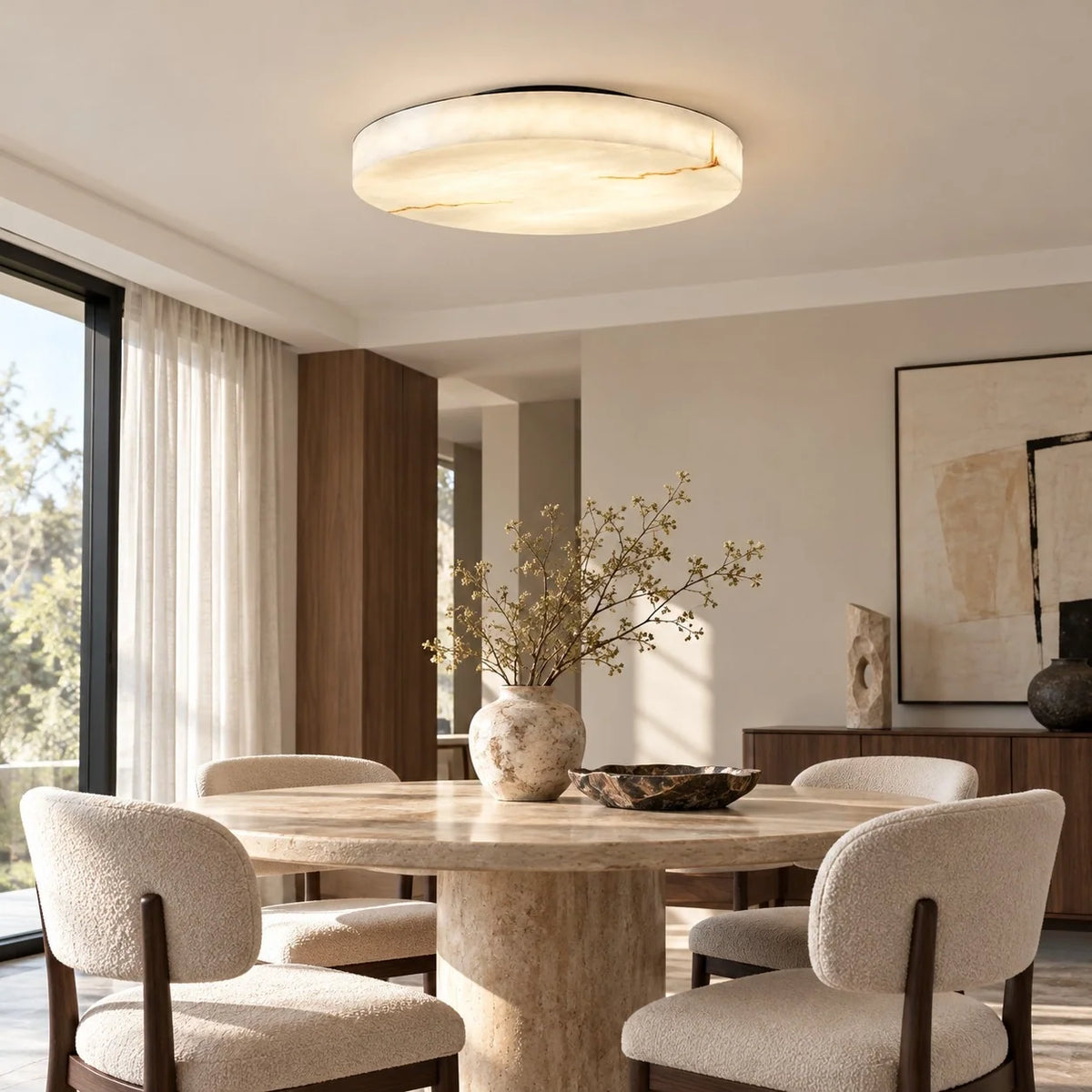 Runa Modern Round Resin Flush Mount Ceiling Light