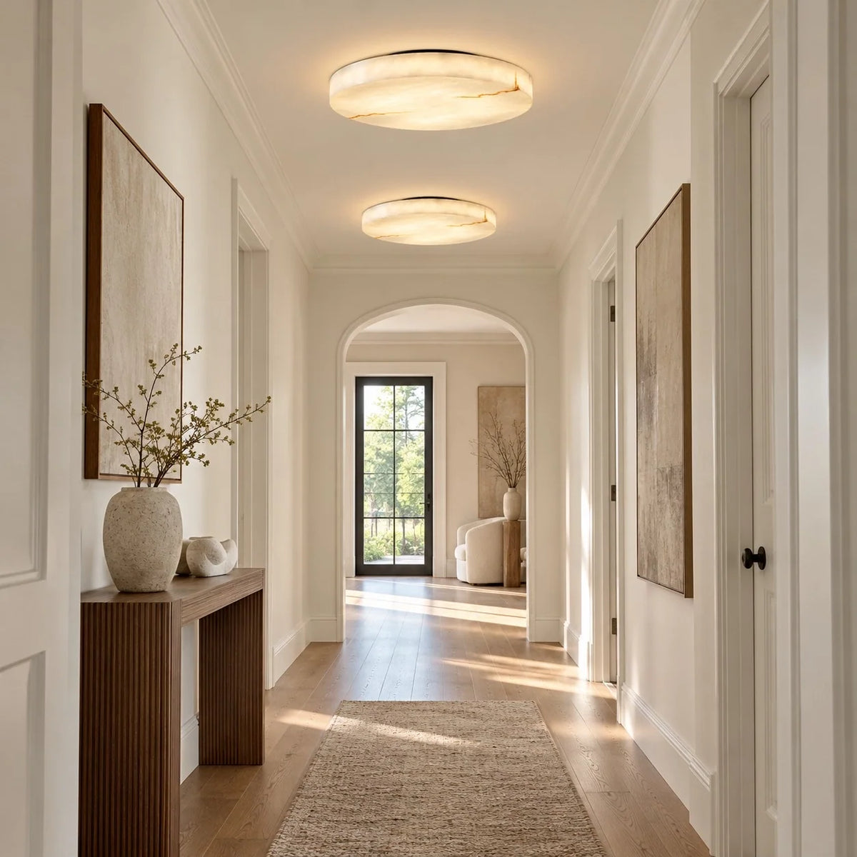 Runa Modern Round Resin Flush Mount Ceiling Light