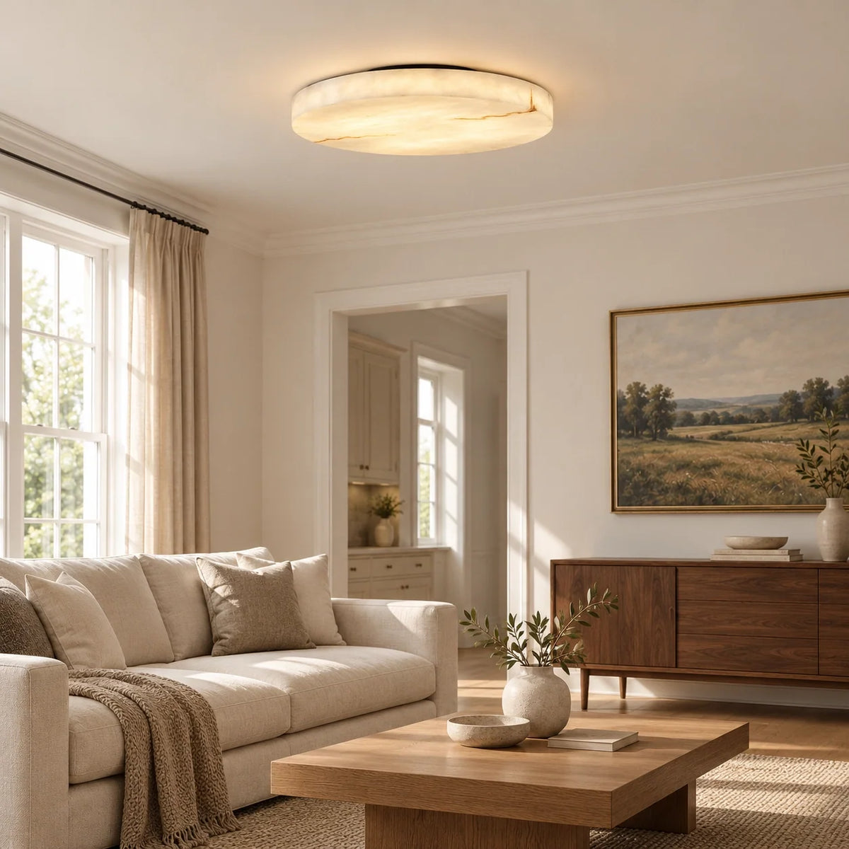 Runa Modern Round Resin Flush Mount Ceiling Light