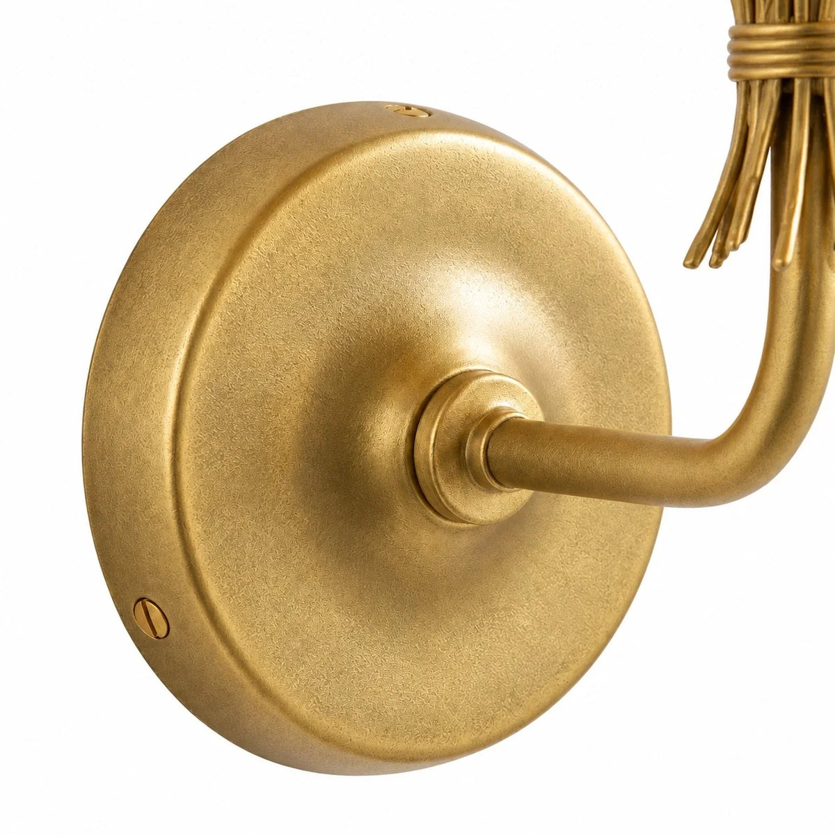 Rustic Botanical Antique Brass Wall Light with Linen Shade