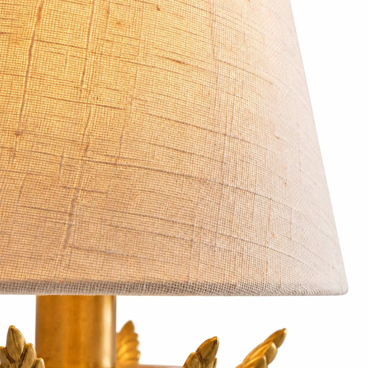 Rustic Botanical Antique Brass Wall Light with Linen Shade